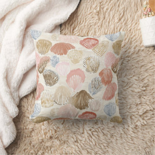 Soft Coastal Seashell Beach Pattern Cushion