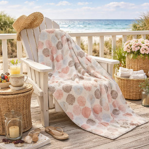 Soft Coastal Seashell Beach Pattern Fleece Blanket