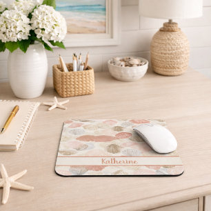 Soft Coastal Seashell Beach Pattern Mouse Mat
