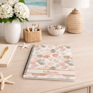 Soft Coastal Seashell Beach Pattern Notebook