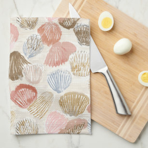 Soft Coastal Seashell Beach Pattern Tea Towel
