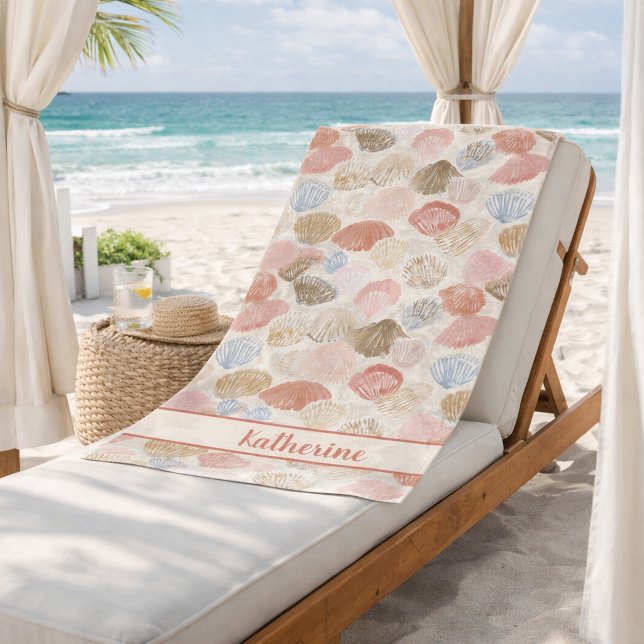 Soft Coastal Seashell Beach Pattern Towel (Creator Uploaded)