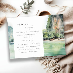 Soft Coastal Thailand Seascape Wedding Reception Enclosure Card