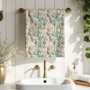 Soft Coastal Towel Ivory and Blue Ocean Accent