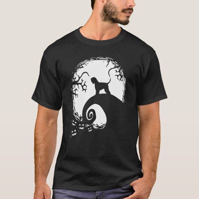Soft Coated Wheaten Terrier And Moon Halloween T-Shirt (Front)