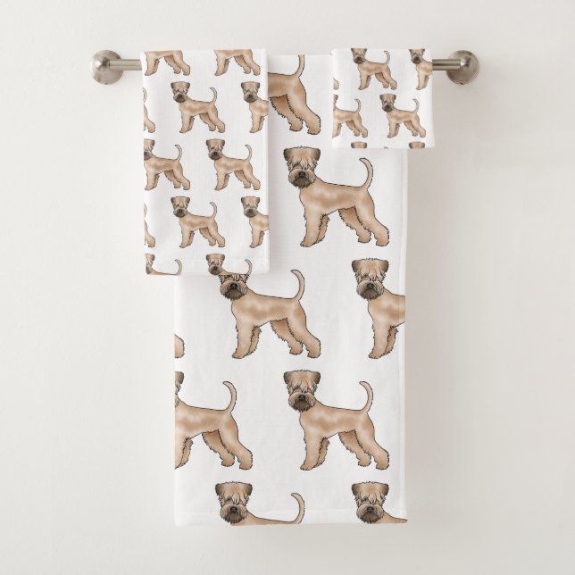 Soft-Coated Wheaten Terrier Cartoon Dog Pattern Bath Towel Set (Insitu)