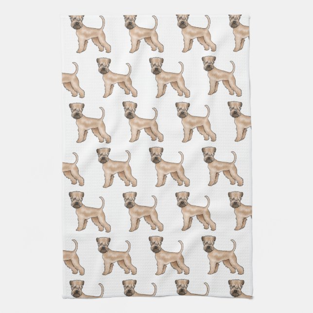 Soft-Coated Wheaten Terrier Cartoon Dog Pattern Tea Towel (Vertical)