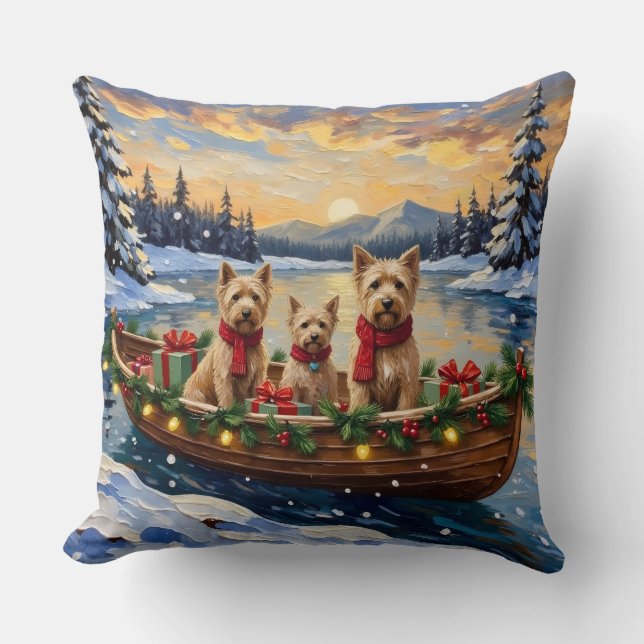 Soft Coated Wheaten Terrier Christmas Boat Holiday Cushion (Front)