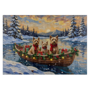 Soft Coated Wheaten Terrier Christmas Boat Holiday Cutting Board