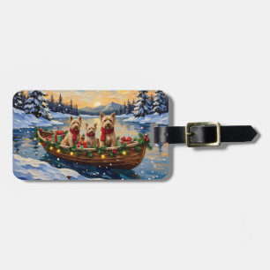 Soft Coated Wheaten Terrier Christmas Boat Holiday Luggage Tag
