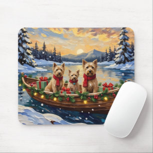 Soft Coated Wheaten Terrier Christmas Boat Holiday Mouse Mat