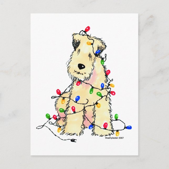Soft Coated Wheaten Terrier - Christmas Holiday Postcard (Front)