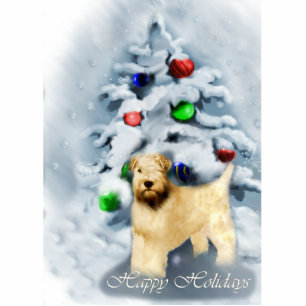 Soft Coated Wheaten Terrier Christmas Photo Sculpture Decoration