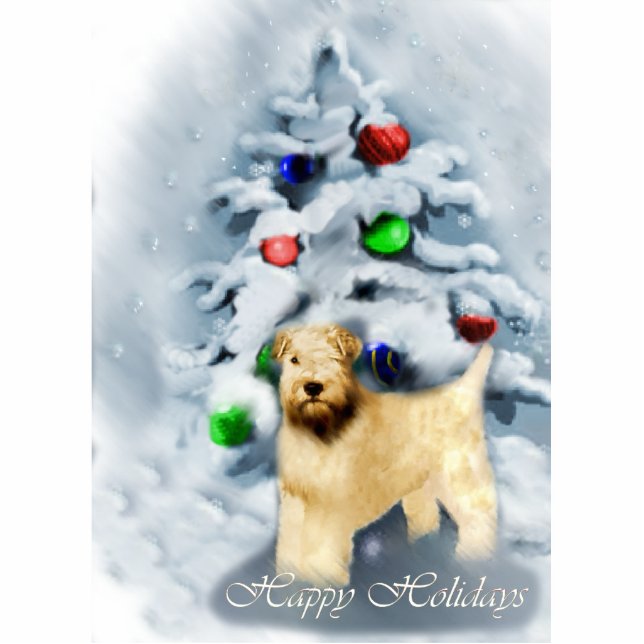 Soft Coated Wheaten Terrier Christmas Photo Sculpture Decoration (Front)