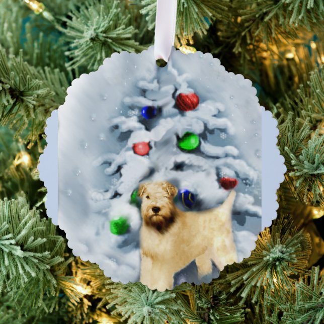 Soft Coated Wheaten Terrier Christmas Tree Decoration Card (Insitu (Tree))