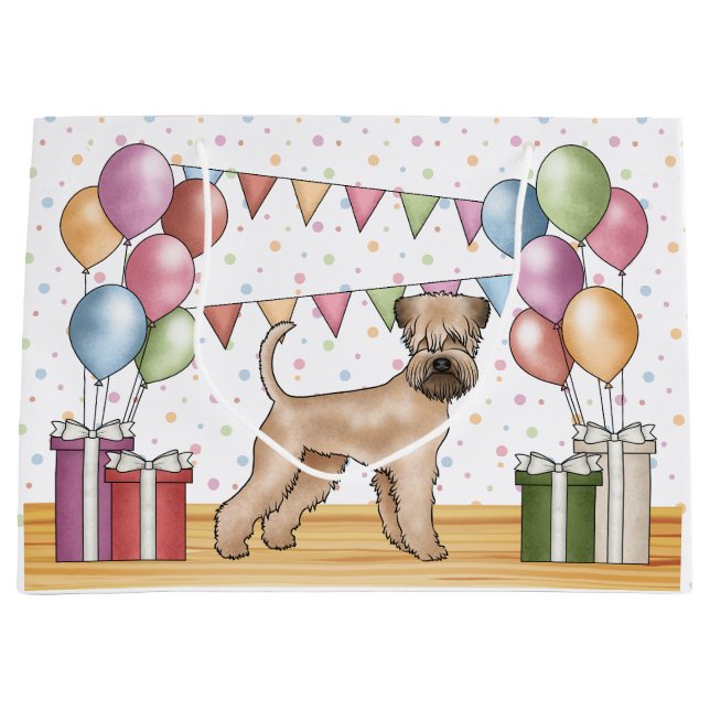 Soft-Coated Wheaten Terrier Colourful Birthday Large Gift Bag (Front)