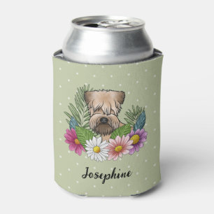 Soft-Coated Wheaten Terrier Colourful Flowers Gree Can Cooler