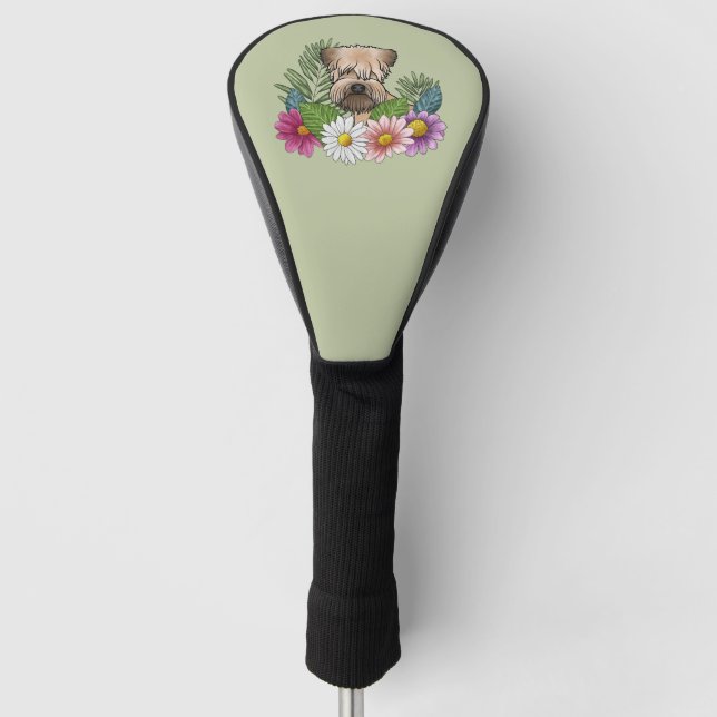 Soft-Coated Wheaten Terrier Colourful Flowers Gree Golf Head Cover (Front)