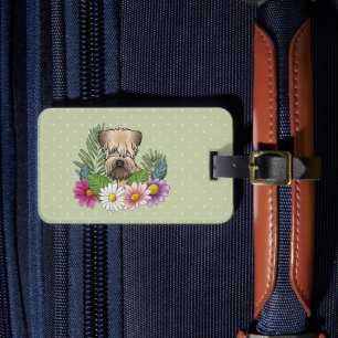Soft-Coated Wheaten Terrier Colourful Flowers Gree Luggage Tag