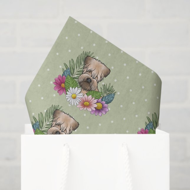 Soft-Coated Wheaten Terrier Colourful Flowers Gree Tissue Paper (Gift Bag)