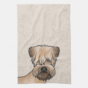 Soft-Coated Wheaten Terrier Cute Dog Head On Beige Tea Towel