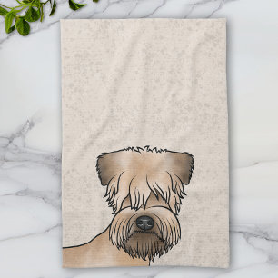 Soft-Coated Wheaten Terrier Cute Dog Head On Beige Tea Towel