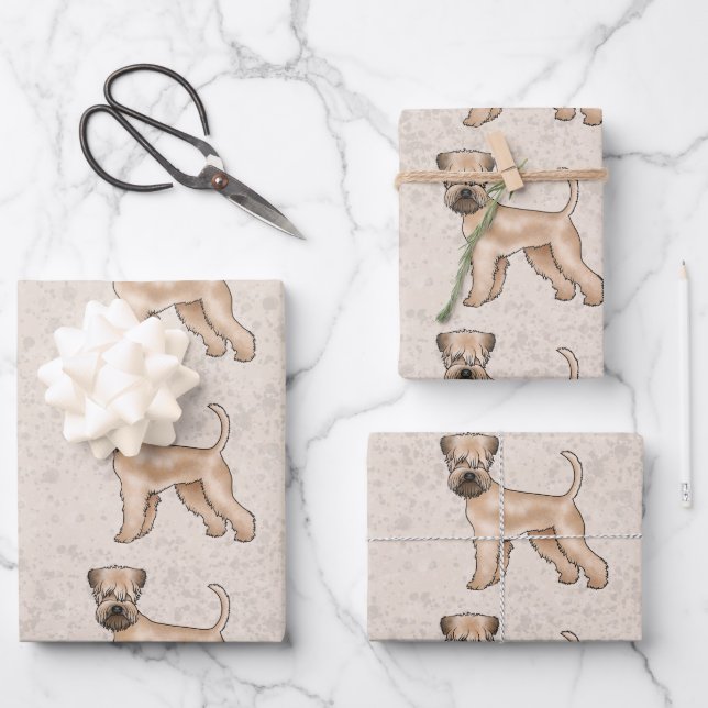 Soft-Coated Wheaten Terrier Cute Dog Pattern Beige Wrapping Paper Sheet (Front)