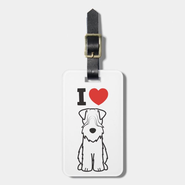 Soft Coated Wheaten Terrier Dog Cartoon Luggage Tag (Front Vertical)