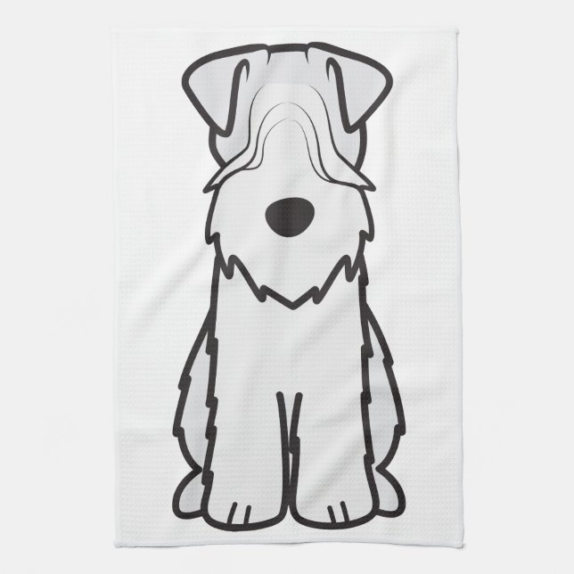 Soft Coated Wheaten Terrier Dog Cartoon Tea Towel (Vertical)