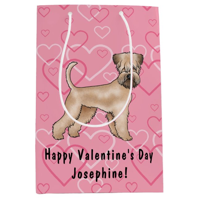 Soft-Coated Wheaten Terrier Dog Heart Pattern Pink Medium Gift Bag (Front)