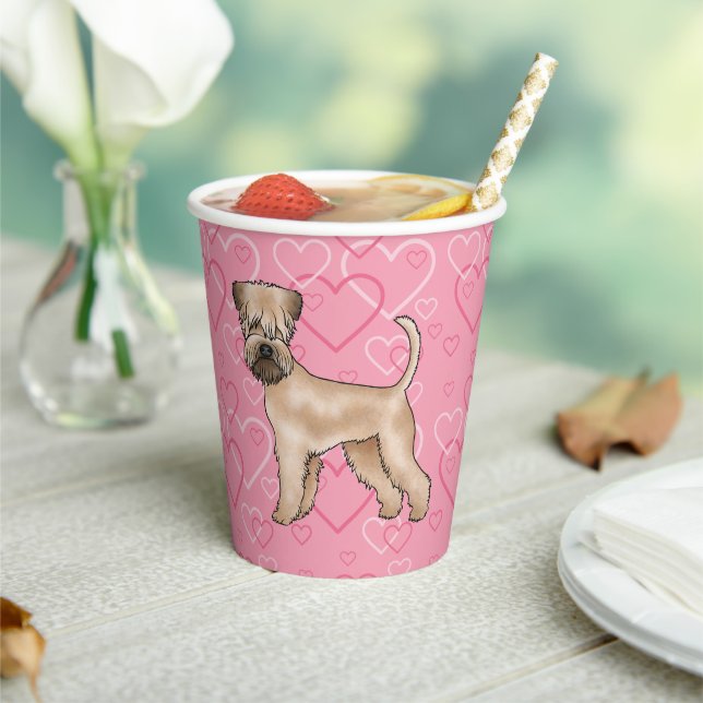 Soft-Coated Wheaten Terrier Dog Heart Pattern Pink Paper Cups (Insitu)