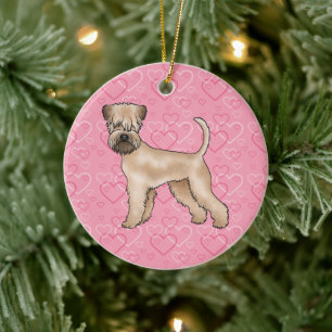 Soft-Coated Wheaten Terrier Dog Love Heart Pattern Ceramic Tree Decoration