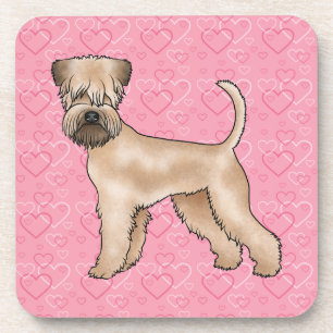 Soft-Coated Wheaten Terrier Dog Love Heart Pattern Coaster