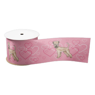Soft-Coated Wheaten Terrier Dog Love Heart Pattern Satin Ribbon