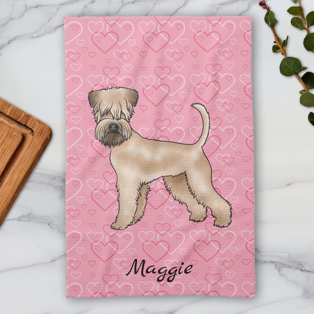 Soft-Coated Wheaten Terrier Dog Love Heart Pattern Tea Towel (Creator Uploaded)