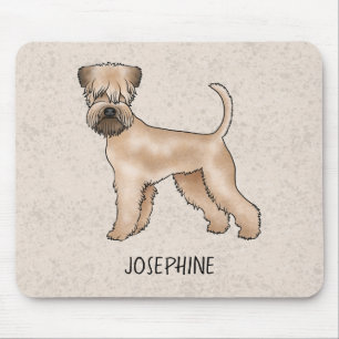 Soft-Coated Wheaten Terrier Dog On Beige With Name Mouse Mat