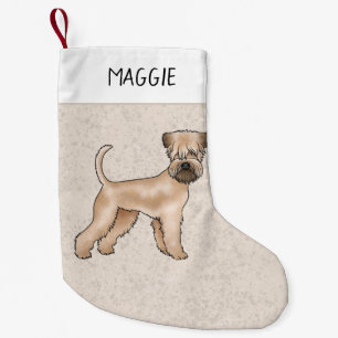Soft-Coated Wheaten Terrier Dog On Beige With Name Small Christmas Stocking