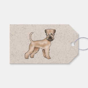 Soft-Coated Wheaten Terrier Dog Standing On Beige Gift Tags