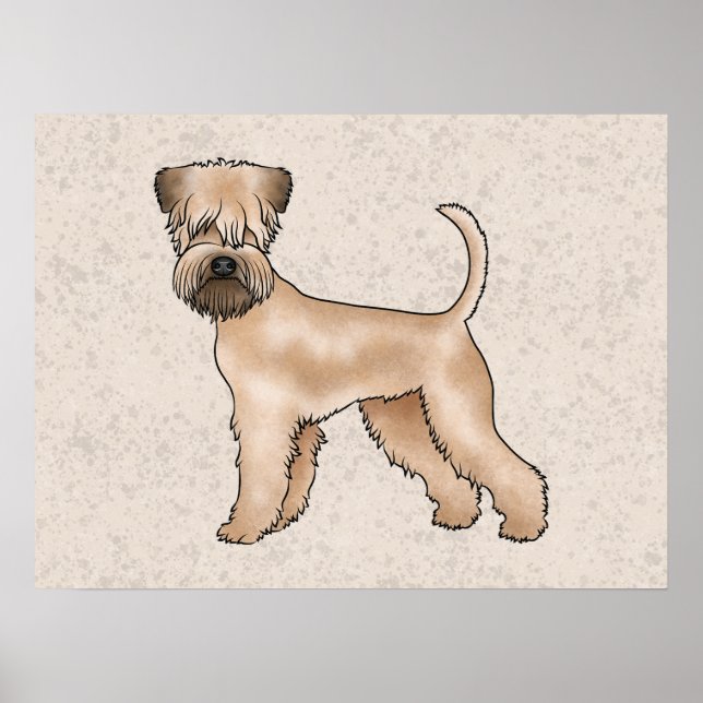 Soft-Coated Wheaten Terrier Dog Standing On Beige Poster (Front)