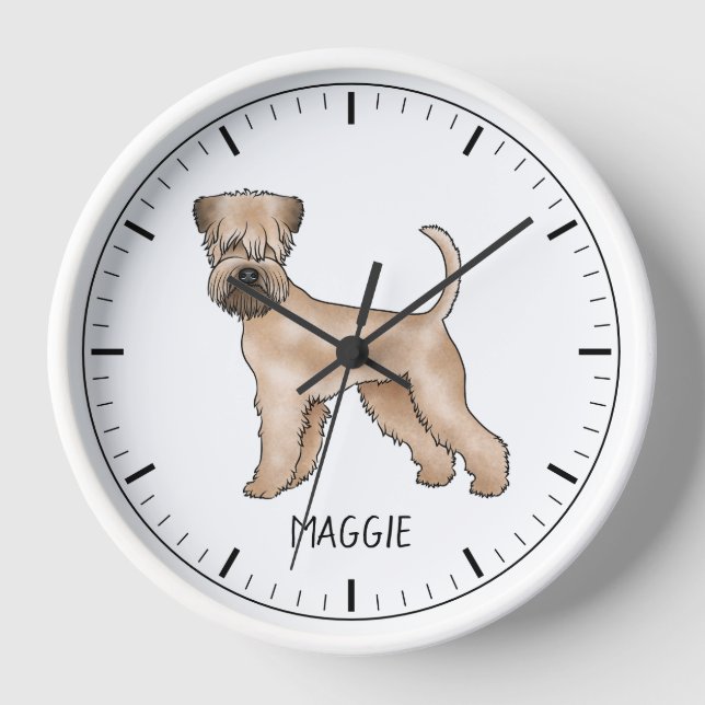 Soft-Coated Wheaten Terrier Dog With Custom Name Clock (Front)