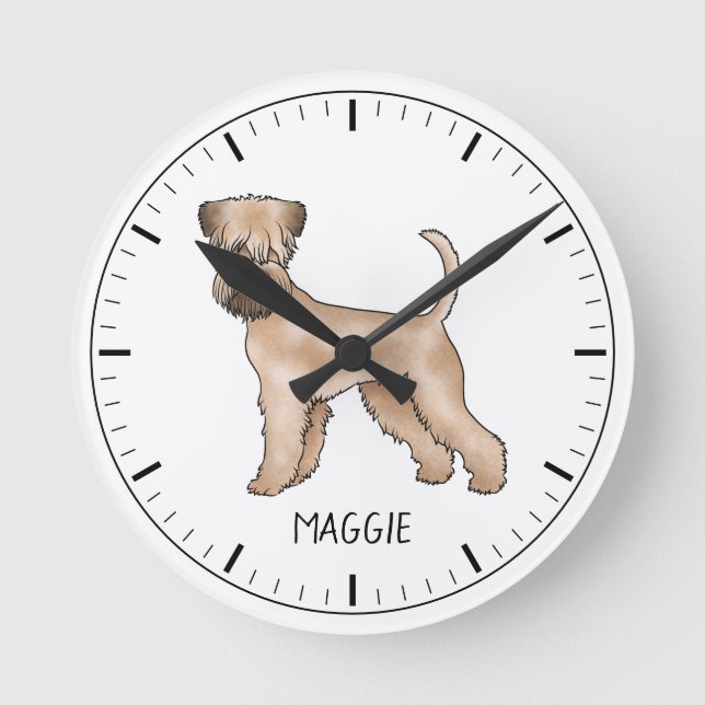 Soft-Coated Wheaten Terrier Dog With Custom Name Round Clock (Front)