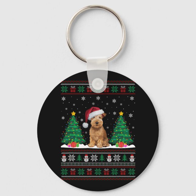 Soft Coated Wheaten Terrier Dog Xmas Tree Light Ug Key Ring (Front)