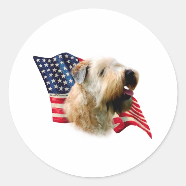 Soft Coated Wheaten Terrier Flag Classic Round Sticker (Front)