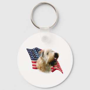 Soft Coated Wheaten Terrier Flag Key Ring