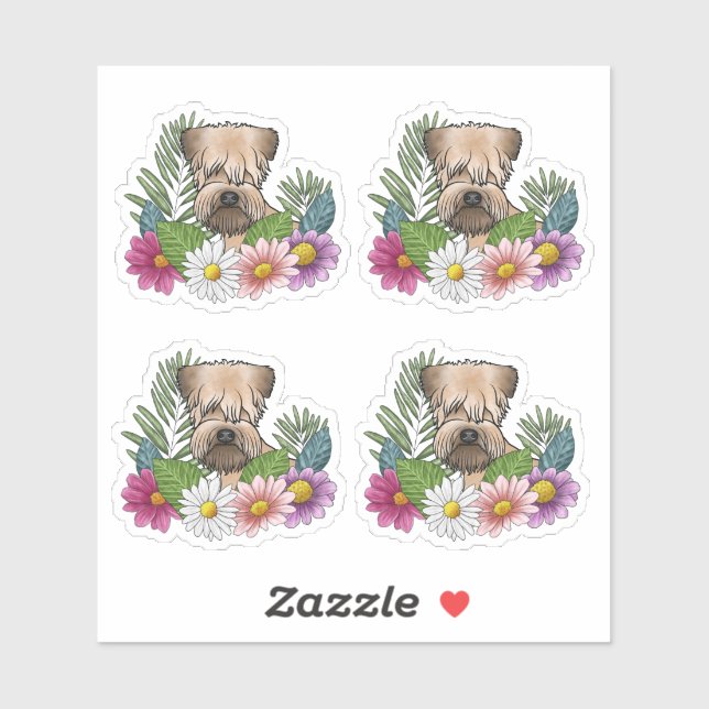 Soft-Coated Wheaten Terrier Head Colourful Flowers (Sheet)