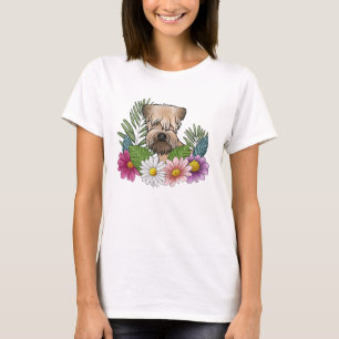 Soft-Coated Wheaten Terrier Head Colourful Flowers T-Shirt