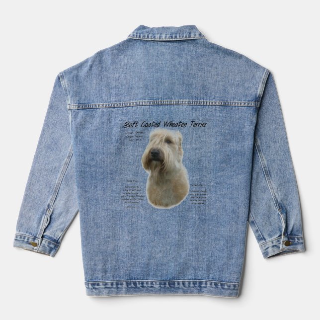 Soft Coated Wheaten Terrier History Design Denim Jacket (Back)
