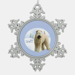 Soft Coated Wheaten Terrier Noel Keychain Snowflake Pewter Christmas Ornament