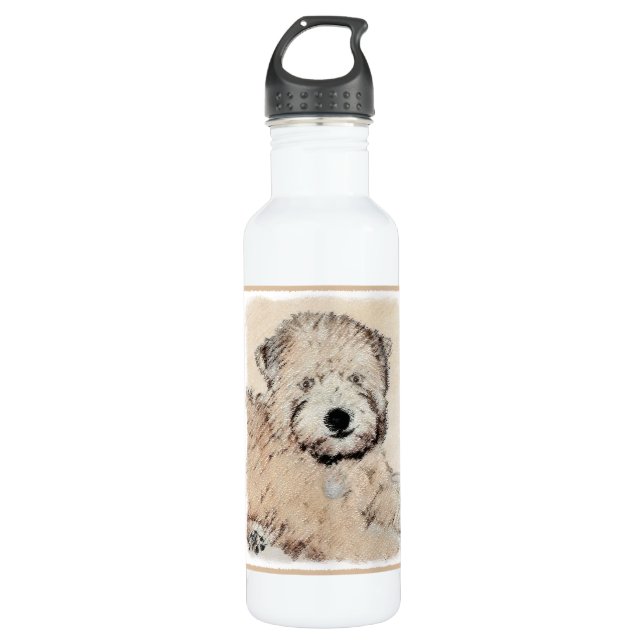 Soft Coated Wheaten Terrier Painting Original Art 710 Ml Water Bottle (Front)