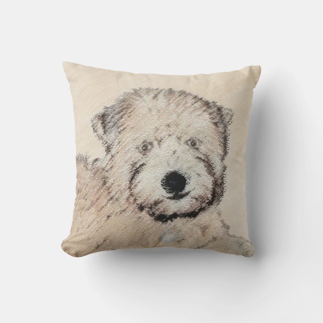 Soft Coated Wheaten Terrier Painting Original Art Cushion (Front)